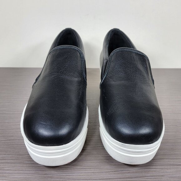 J/Slides Wedge/Platform Slip On Sneaker, Black Leather, Womens Size 9 US - Picture 2 of 12